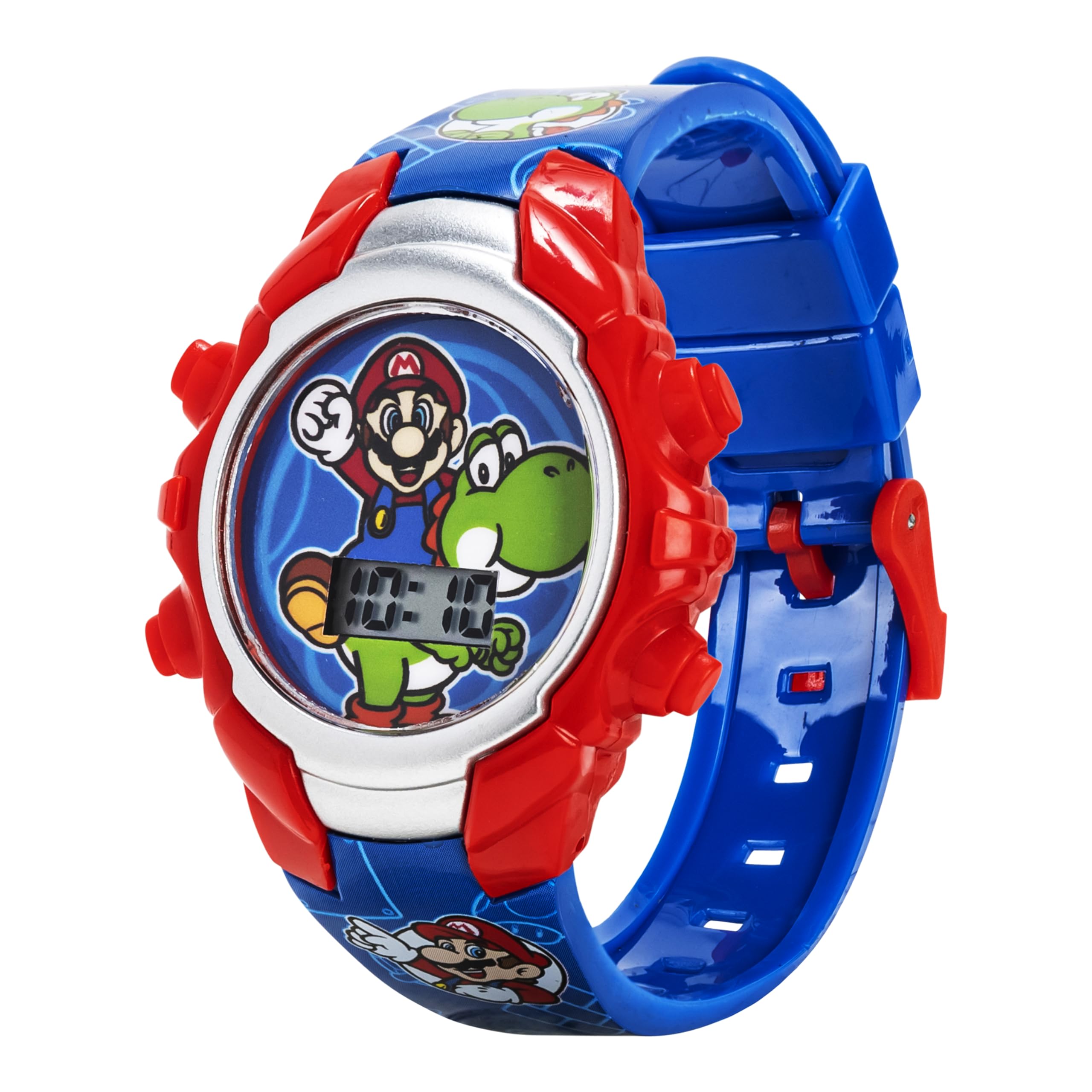 Accutime Super Mario Kids Digital Watch with Yoshi, LED Light Show, Soft Silicone Strap, Durable Kid-Friendly Design, Fun Time-T