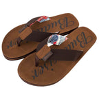 Budweiser 47893-XL Budweiser Men Script Logo Flip Flop Brown Sandals - Extra Large
