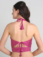 Pujia Mills WomenS Embroidery Halter Neck Fancy Blouse For Skirt And Saree Simple Top 100 Blouses