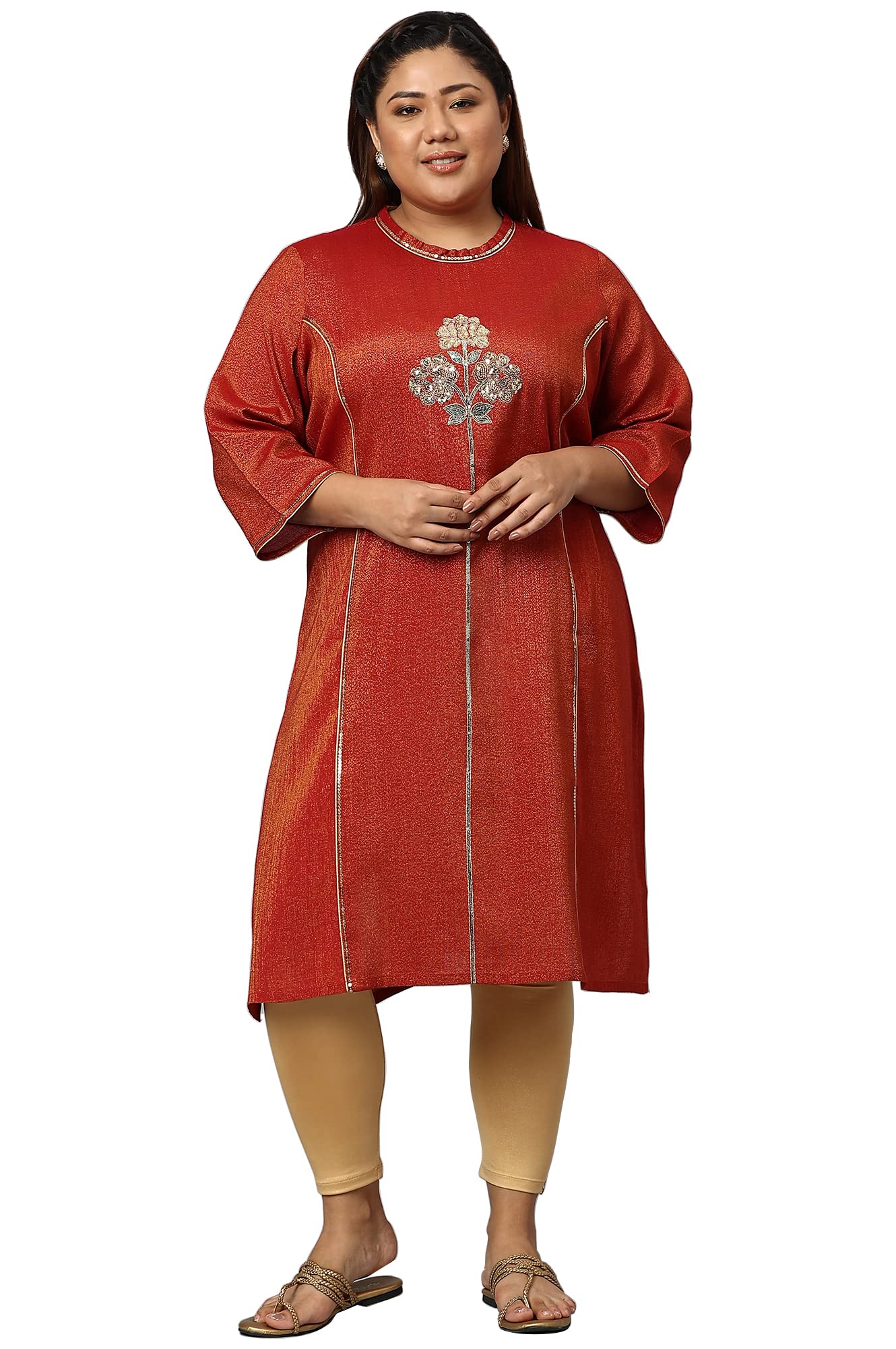 Aurelia Women'S Viscose Regular Kurta (22Aua12660P-702895_Red