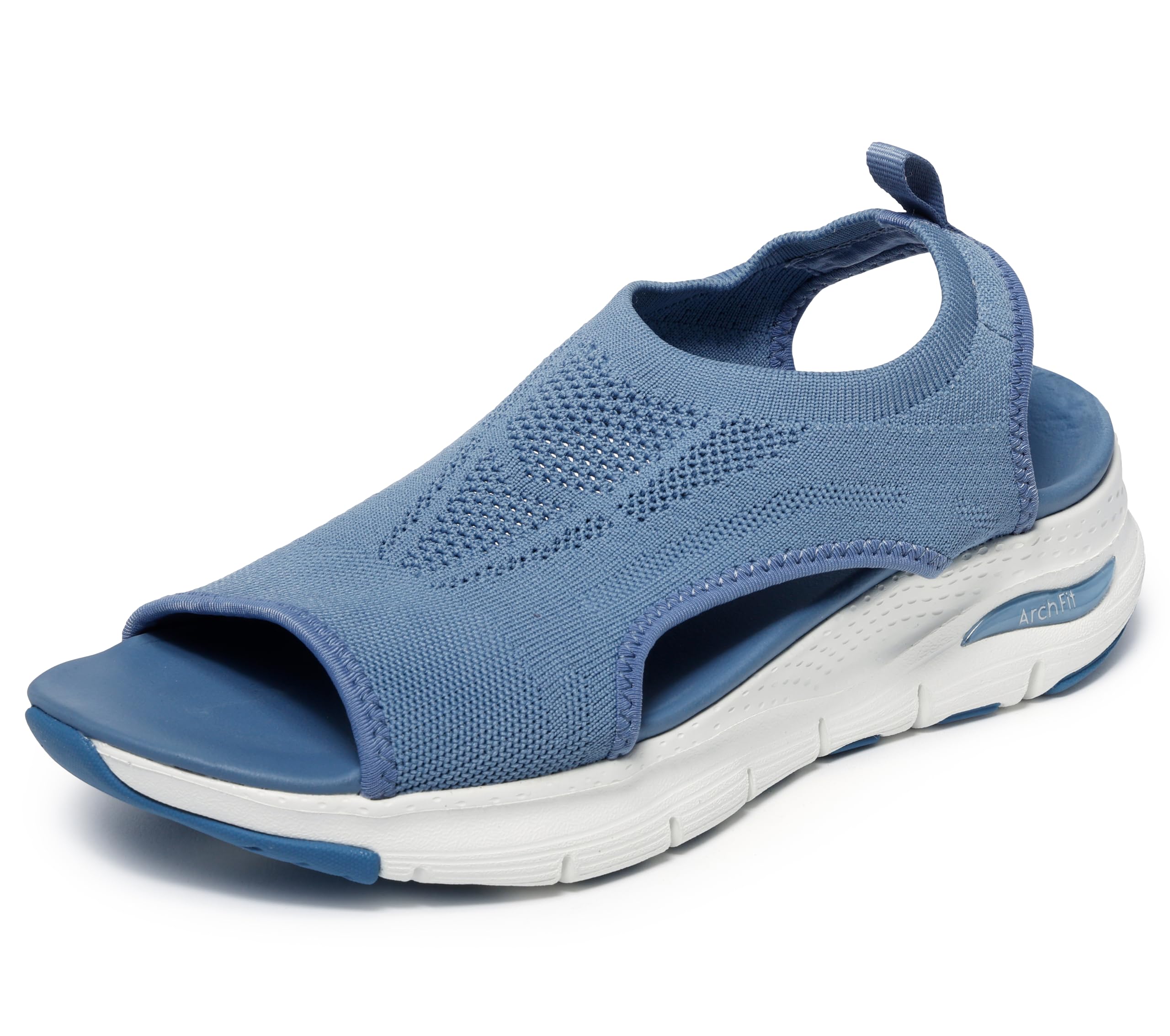 Skechers Arch Fit-City Catch Womens Knit Slip-On Sandals, Slate, 6