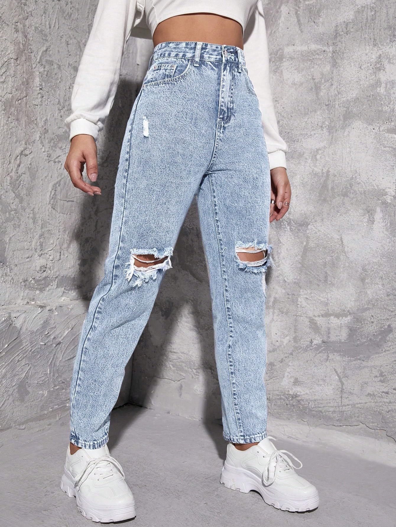AVANOVA Light Blue Womens High Rise Cotton Ankle Length Jeans for Women Jeans II Denim Cotton Jeans Pant for Women II Cotton Pa