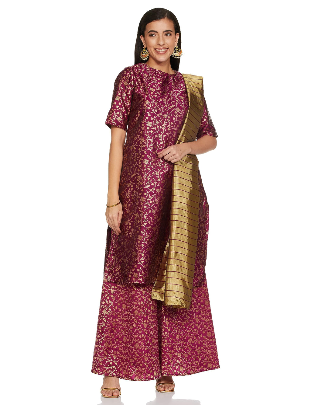 Ketch Polyester Womens Kurta&Sharara&Dupat (Khk3000475_Magenta