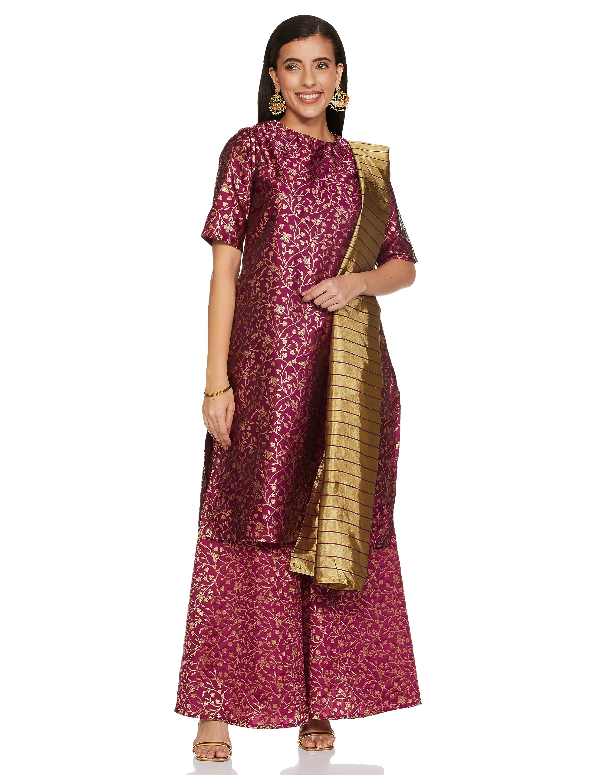 Ketch Polyester Womens Kurta&Sharara&Dupat (Khk3000475_Magenta
