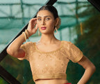 Pujia Mills WomenS Gold Readymade Blouse Embroidery Multi Coding Gold Thread Indian Ethnic Designer Blouse Stitched WomenS Rea