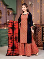 Aarika Girls Ethnic Wear Black Colour Damask Print Rayon Kurti-8-15 Years (Kurti-Tr-K-864)