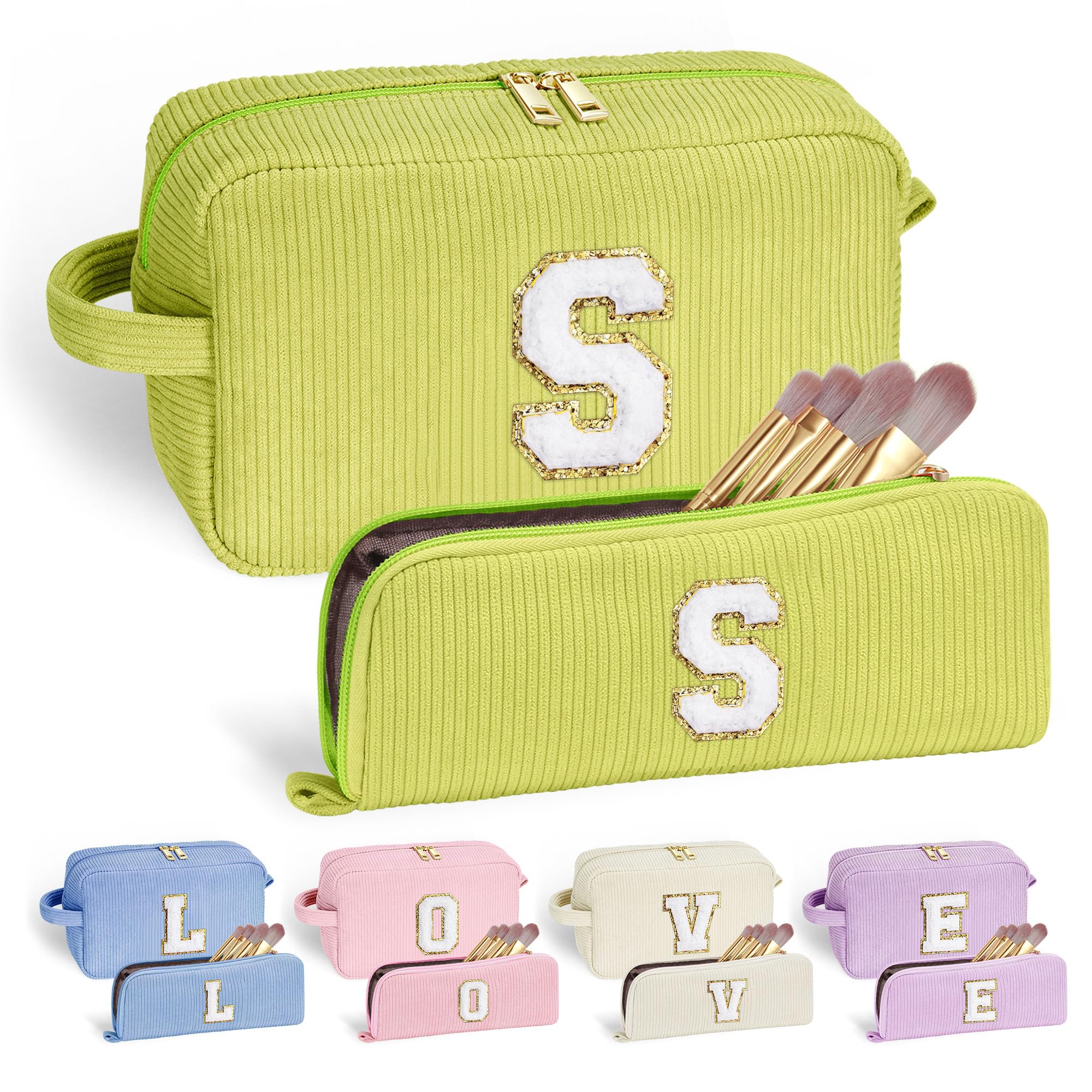 YOOLIFE Initial Makeup Bag Gifts - Gifts for Women Teenage Girls Make Up Bag Cosmetic Bags for Women Makeup Organizer Bag 18th 2