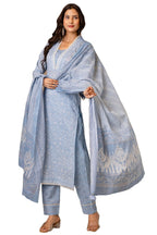 ANNI DESIGNER Womens Rayon Blend Straight Printed Kurta with Pant & Dupatta (SONEVA Blue_5XL_Blue_XXXXX-Large)