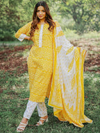 Libas WomenS Cotton Kurta Sets (35544_Yellow