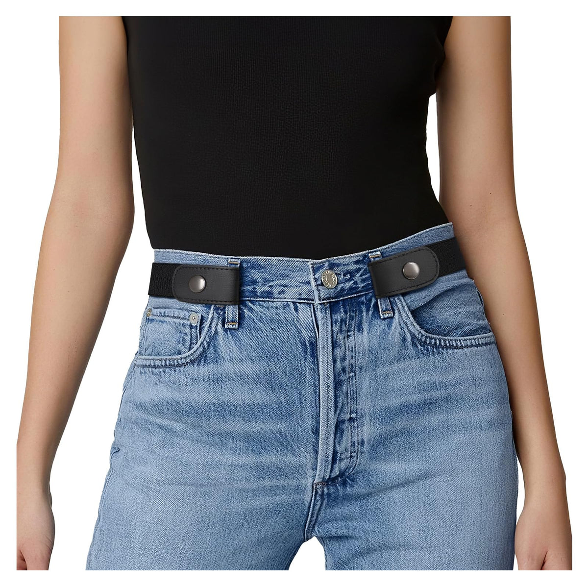 Whippy Buckle Free Comfortable Elastic Belt For Women Or Men, BuckleLess No Bulge No Hassle Invisible Belts By Whippy,Black 22-36