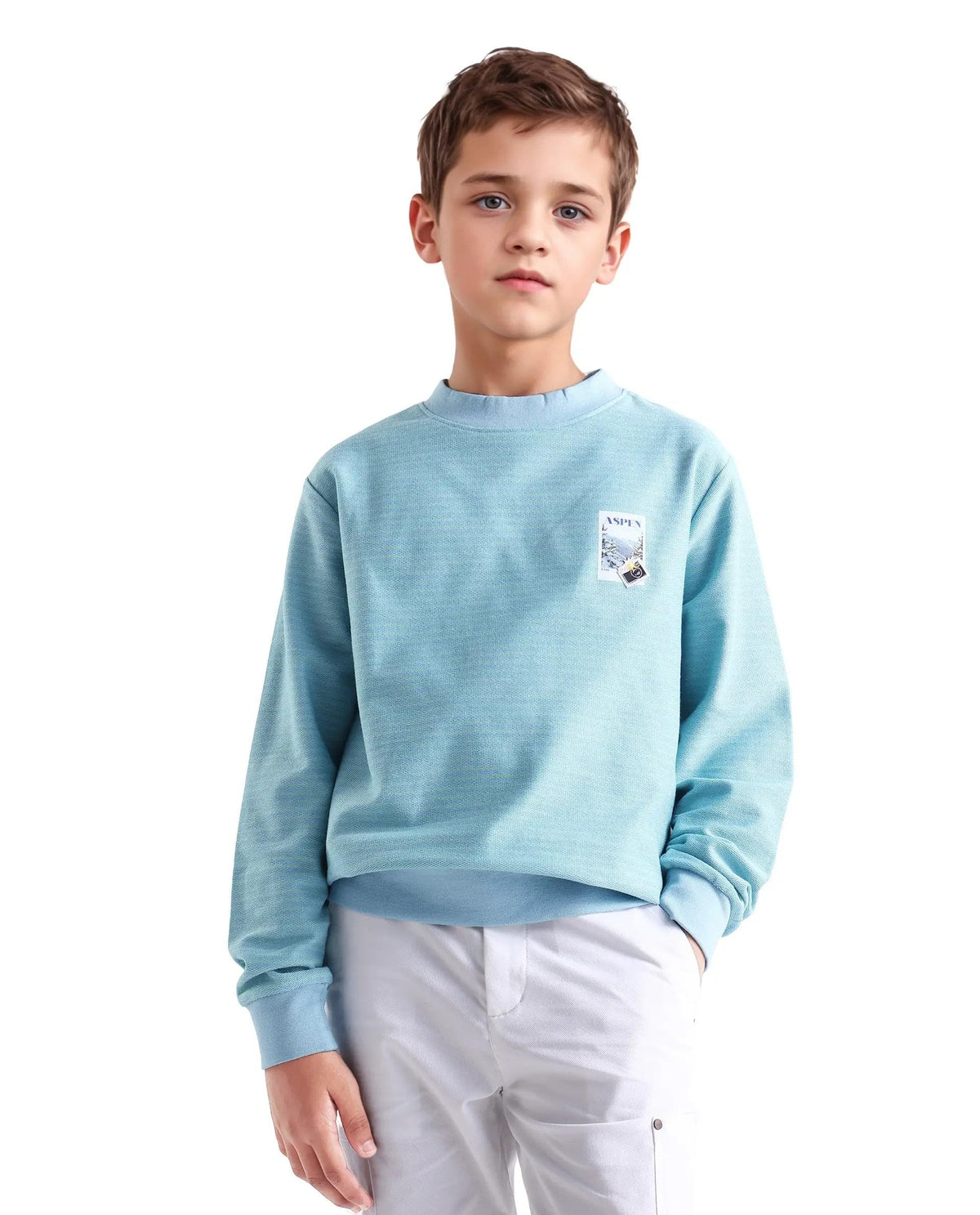 Rare Ones Kids Rosco Light Blue Printed Cotton Oversized Sweatshirt, Blue, 1314Y 13-14
