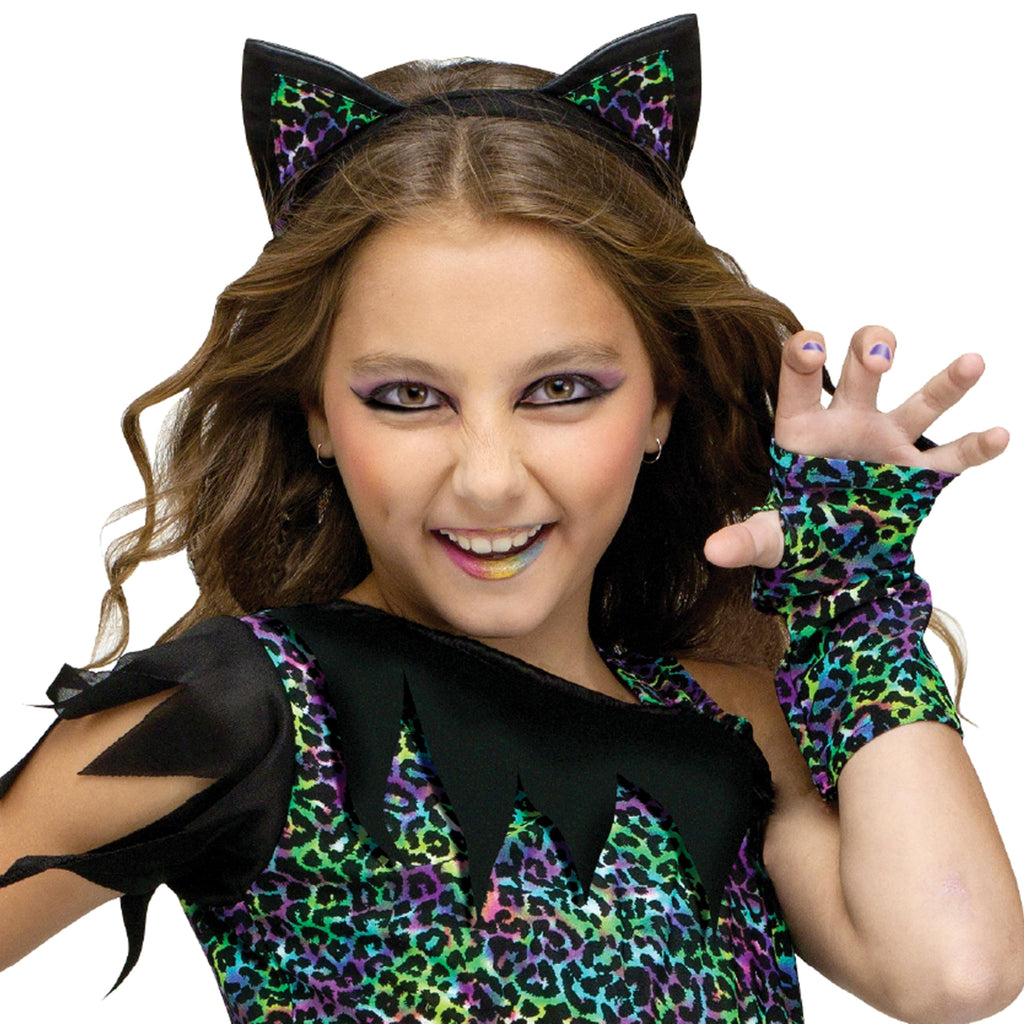 Wild Cat Rainbow Animal Child Halloween Costume, Black / Blue / Pink, Medium