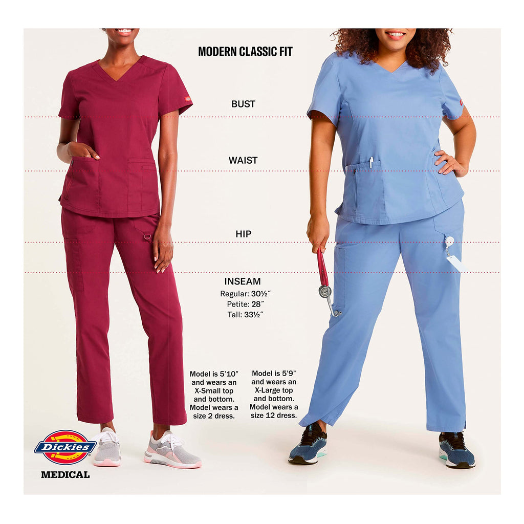 Dickies Women's EDS Signature Scrubs 86706 Missy Fit V-Neck Top, Black, Large