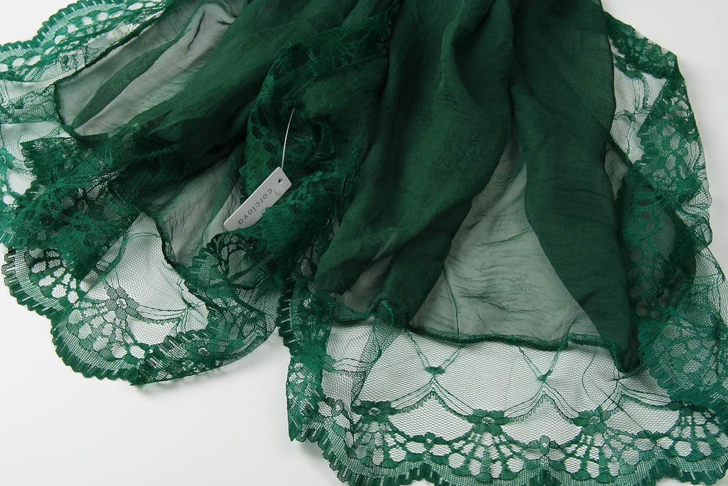 corciova Chiffon Extra Long Dark Emerald Green Sheer Head Silk Scarf Lightweight Evening Pashmina Shawl and Wrap for Women