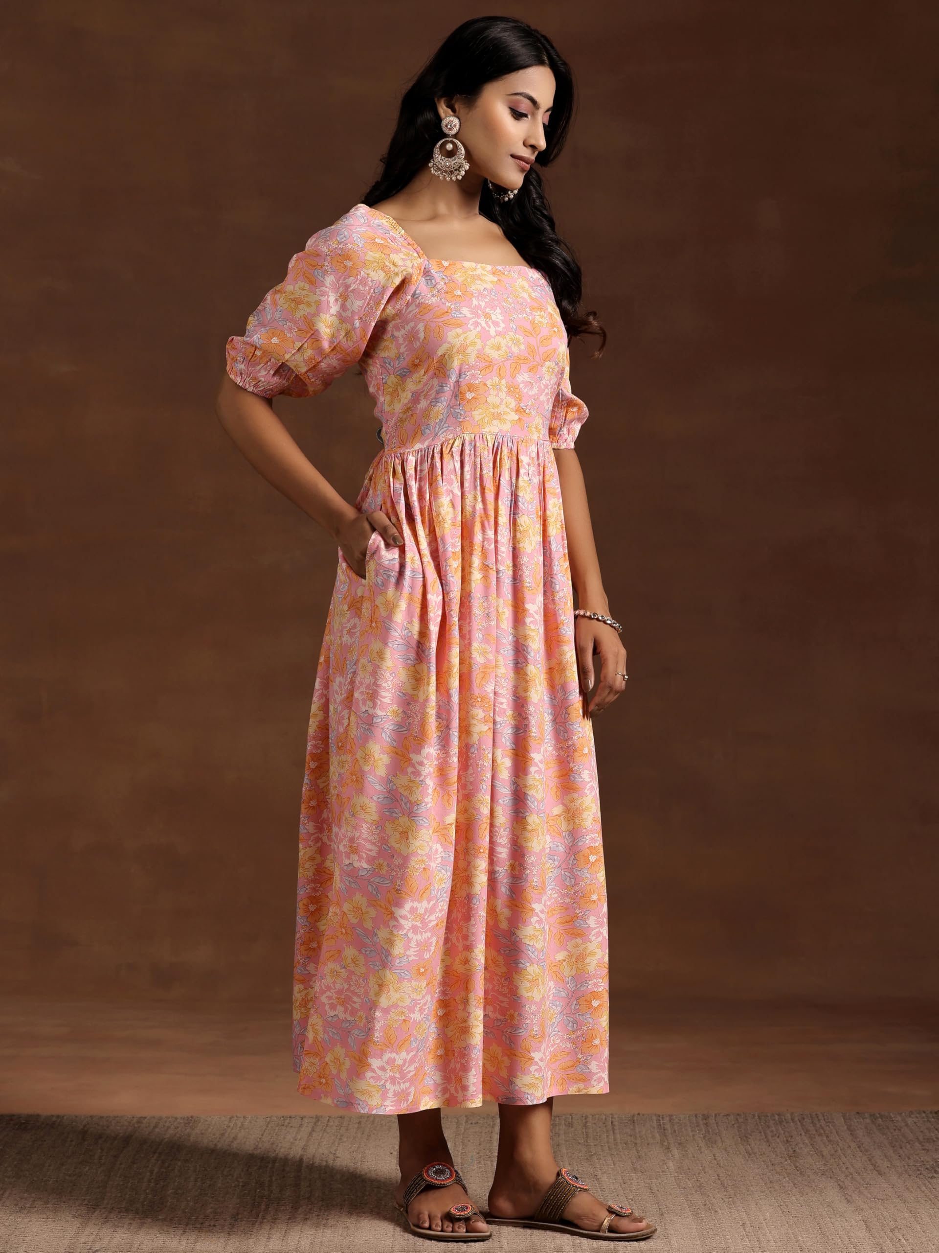 Libas WomenS Rayon Fit And Flare Maxi Dress (29080_Peach