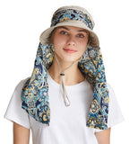 icolor Women Sun Hats UPF 50 Sun Protection Hat Summer Outdoor Neck Shield Flap Visor Hat Ponytail Hats Wide Brim Beach Hat (Bro