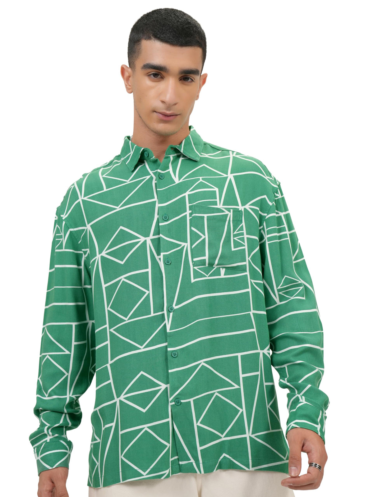 Ketch Men Long Sleeve Oversized Fit Khos000035 Green M