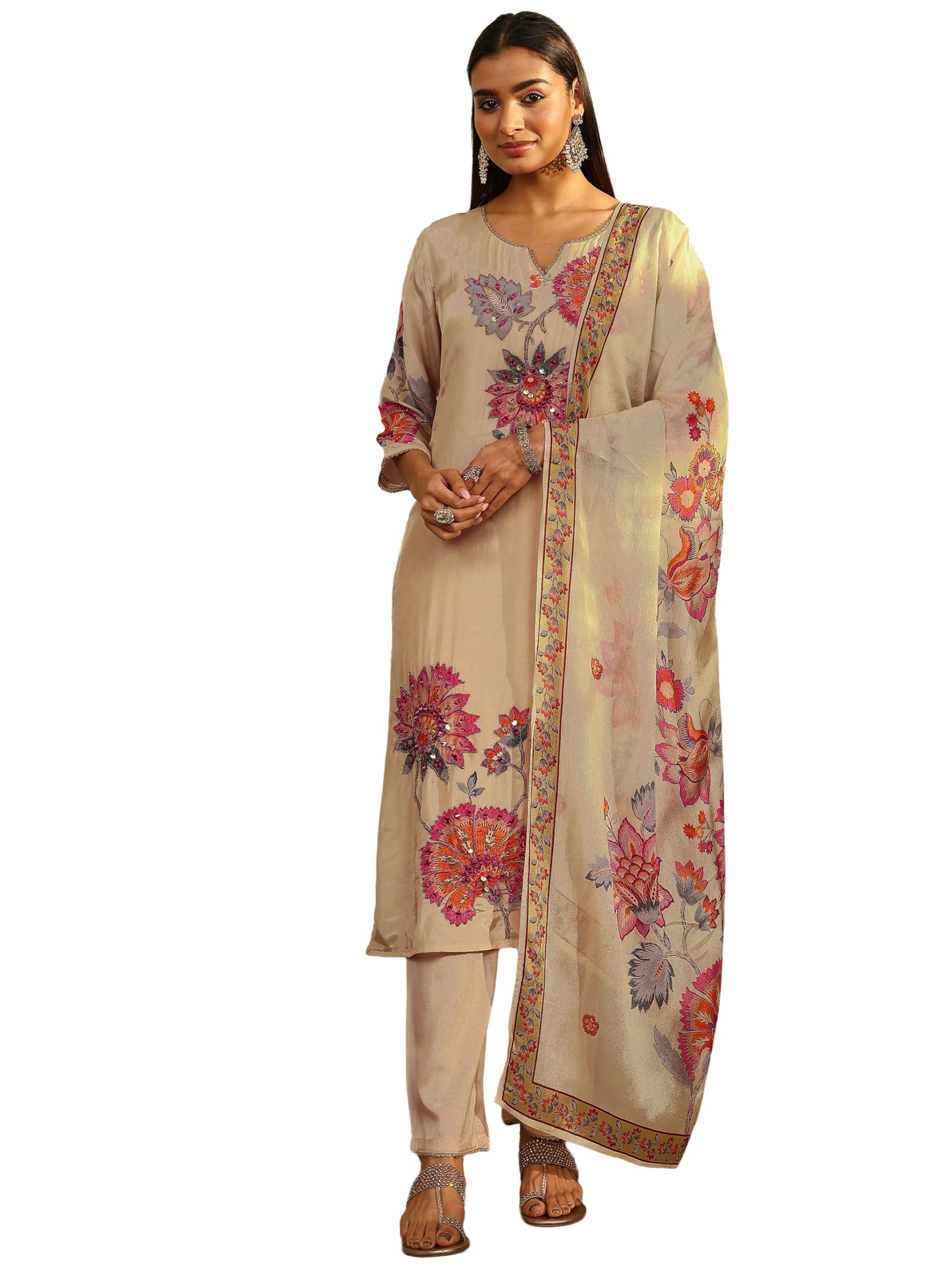 Libas Printed Silk Crepe Straight Kurta Sets For Women 95088AM