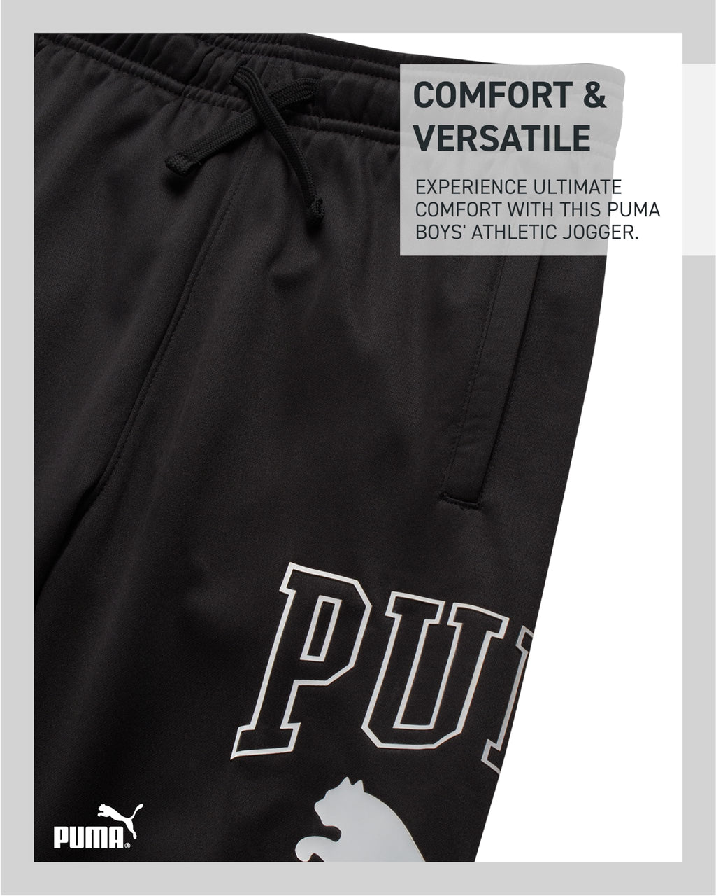 PUMA Boys' Jogger Pants - Soft Performance Fleece Athletic Jogger Sweatpants for Boys (8-20), Size 8, Black/White