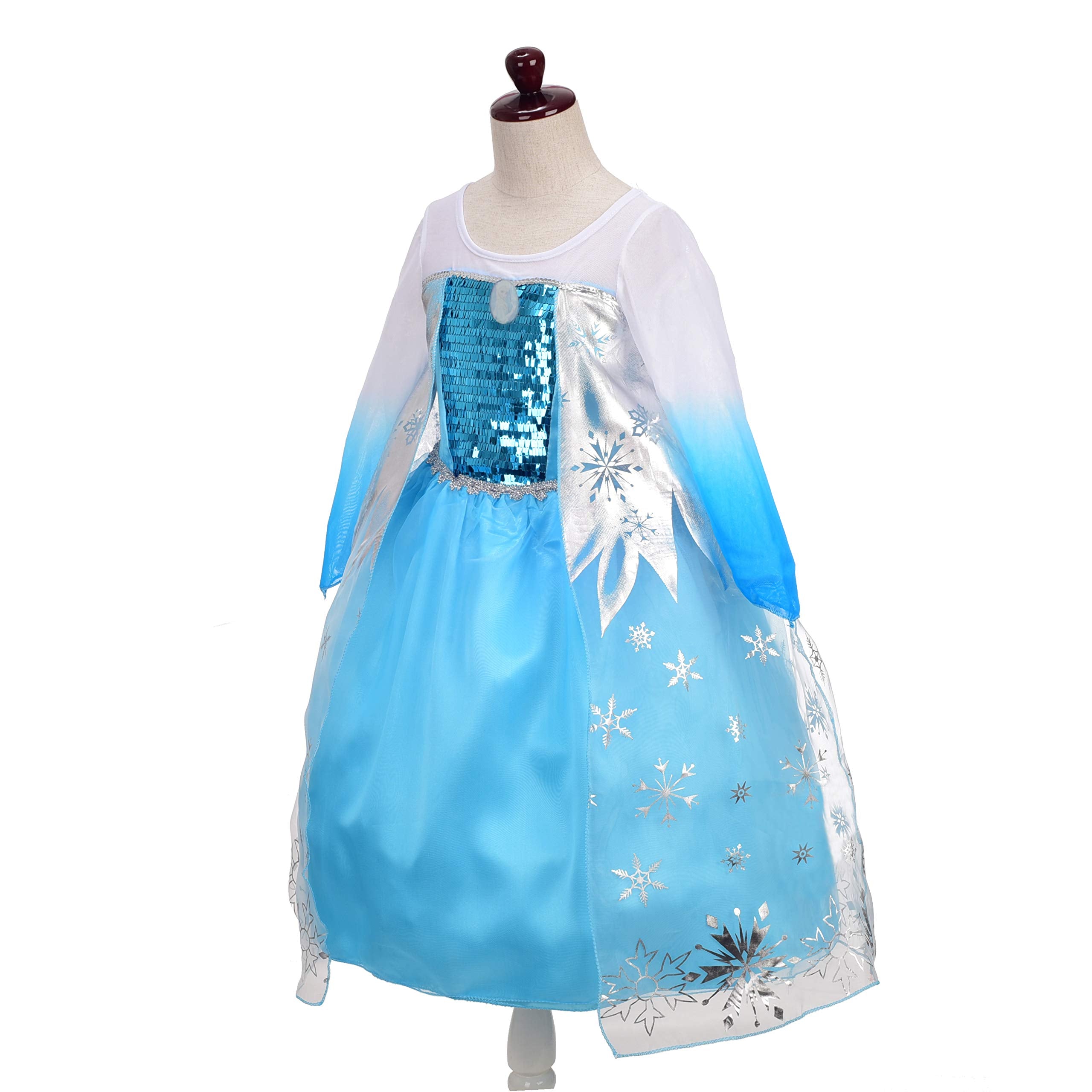Dressy Daisy Girls' Ice Princess Dress Costume Birthday Halloween Christmas Fancy Party Dresses with Cape Size 6-6X Style B