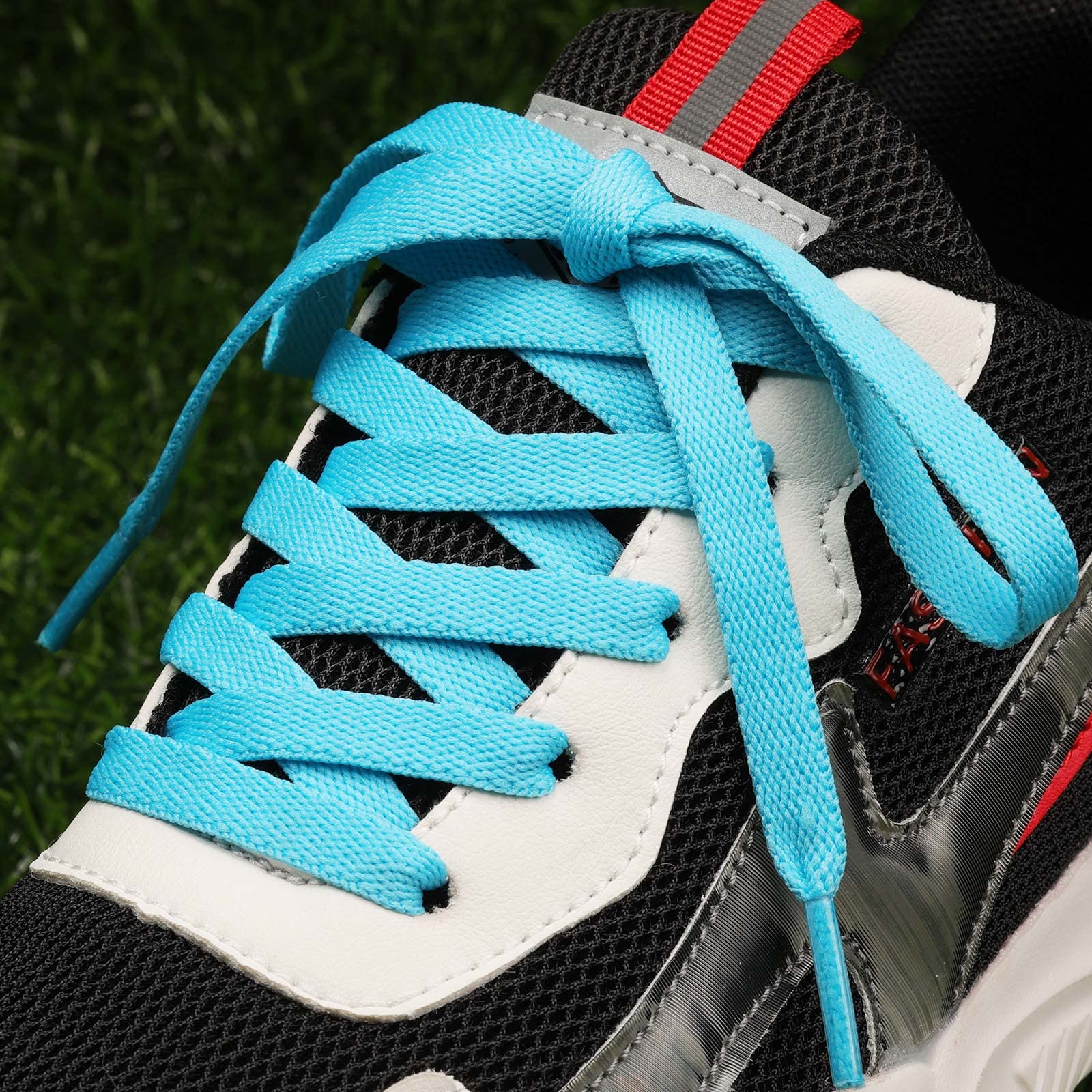 Puzeam Upgrade Tight Weave Flat Shoelaces 28 Colors 5/16 Wide Shoe Laces for Sneakers-Sky Blue-120