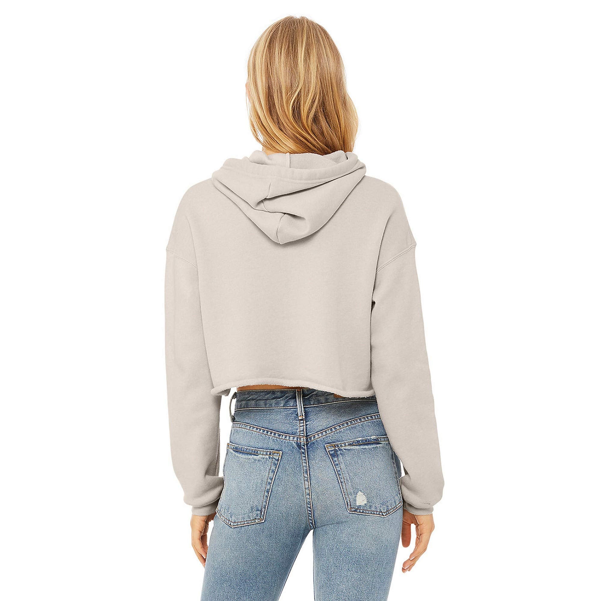 Ladies cropped Fleece Hoodie - PEAcH - S(D0102H7WRTT)