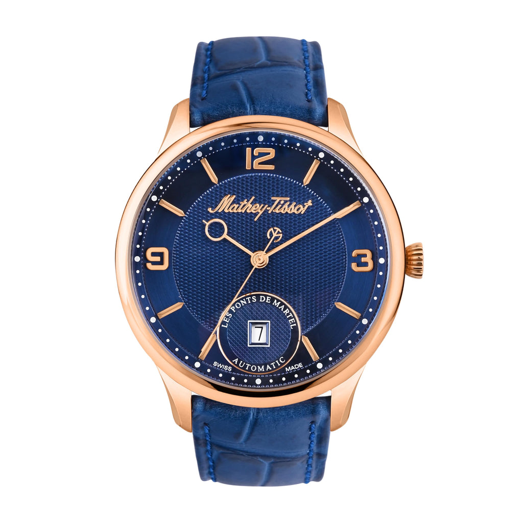 Mathey-Tissot Edmond Limited Edition Automatic 3D Leather Strap Blue Dial AC1886PBU Mens Watch