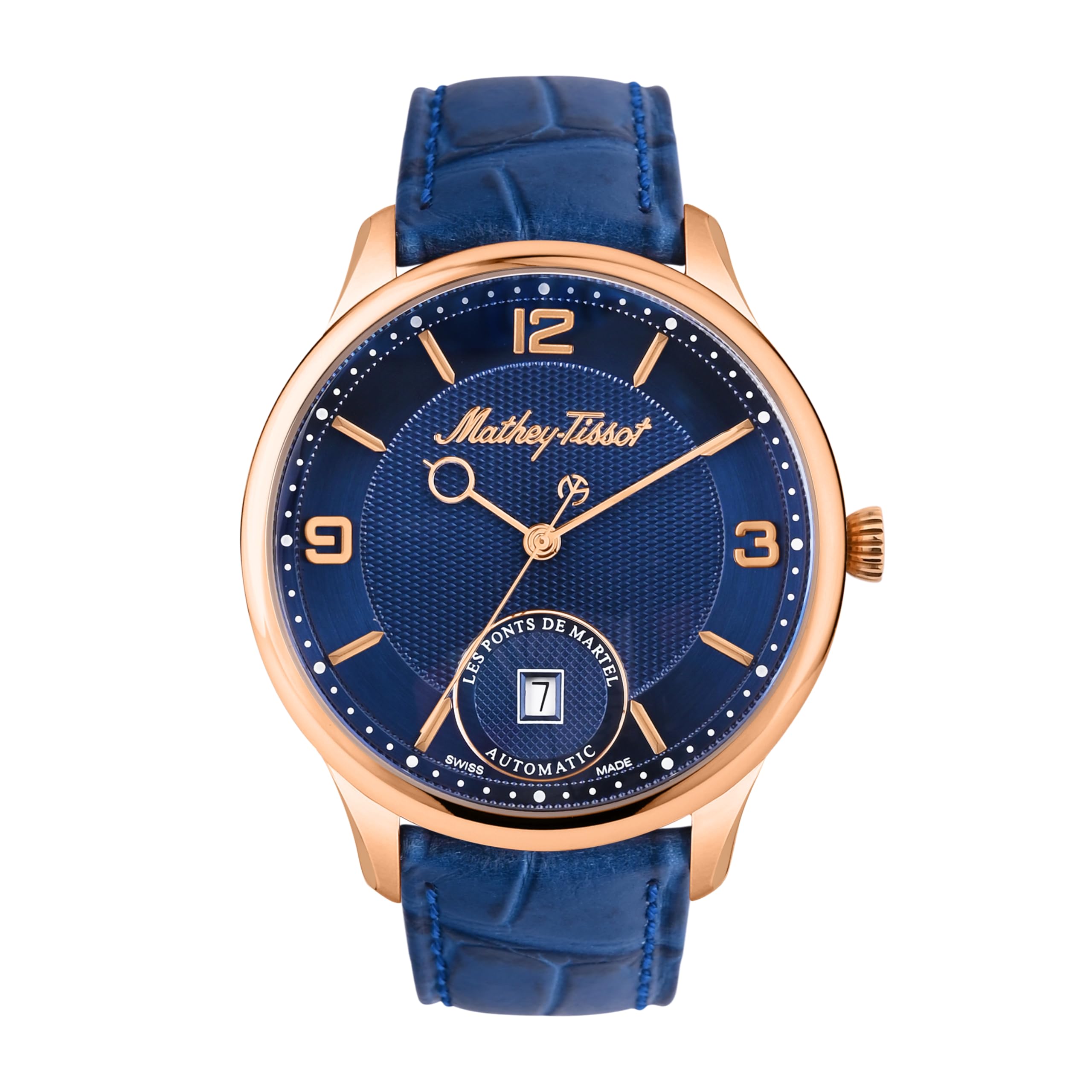 Mathey-Tissot Edmond Limited Edition Automatic 3D Leather Strap Blue Dial AC1886PBU Mens Watch