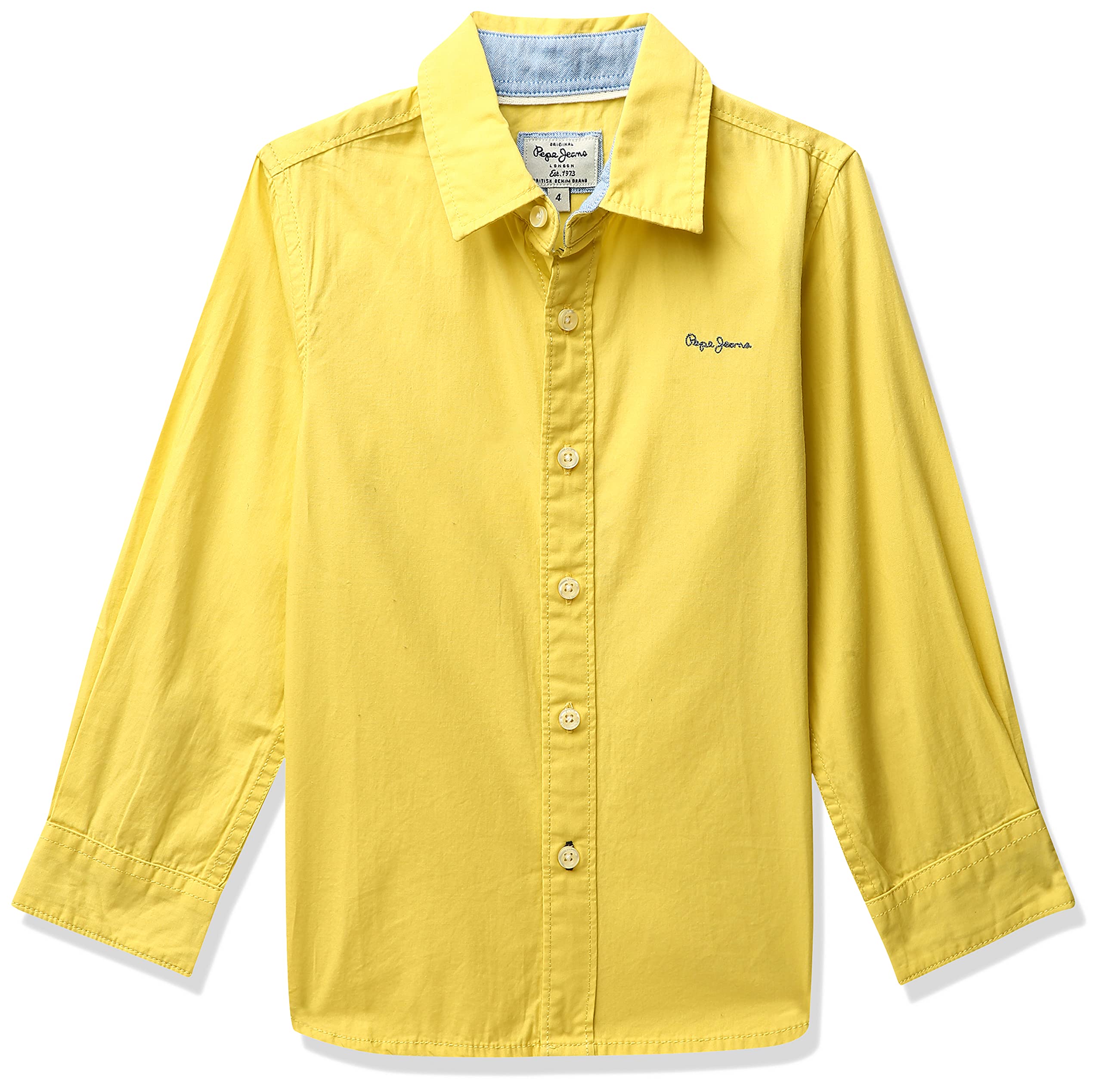Pepe Jeans BoyS Plain Regular Fit Shirt (Pb302000_Yellow 14)