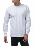 Pro Club Men's 3-Pack Heavyweight Cotton Long Sleeve Crew Neck T-Shirt, White, X-Large