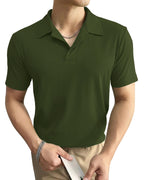 I ENTERPRISE Cotton Blend Regular Fit Round Spread Collar Solid Short Sleeve T-Shirt for Men & Boys Color :- Green Size :-XL