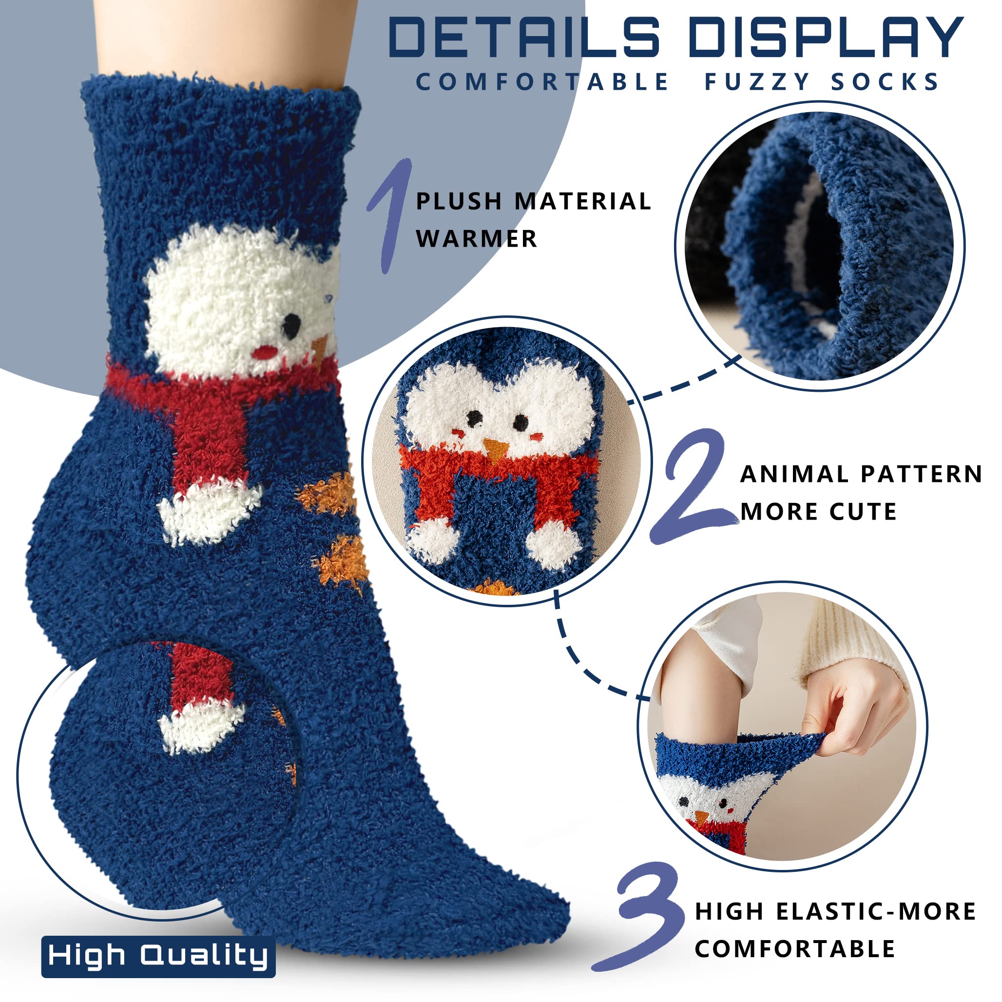 TEHOOK Fuzzy Christmas Socks, Christmas Stocking Stuffers Gifts for Women and Girls, Plush Winter Fuzzy Socks, Fluffy Cozy Warm