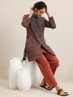 Libas Womens Woven Design Wool Straight Kurta With Palazzos