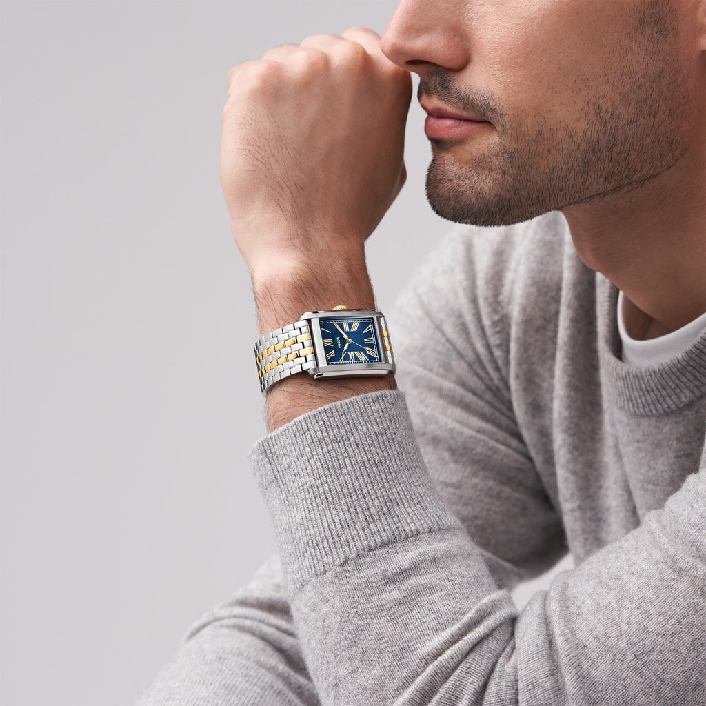 Fossil Men's Carraway Quartz Stainless Steel Three-Hand Watch, Color: Silver/Gold (Model: FS6010)