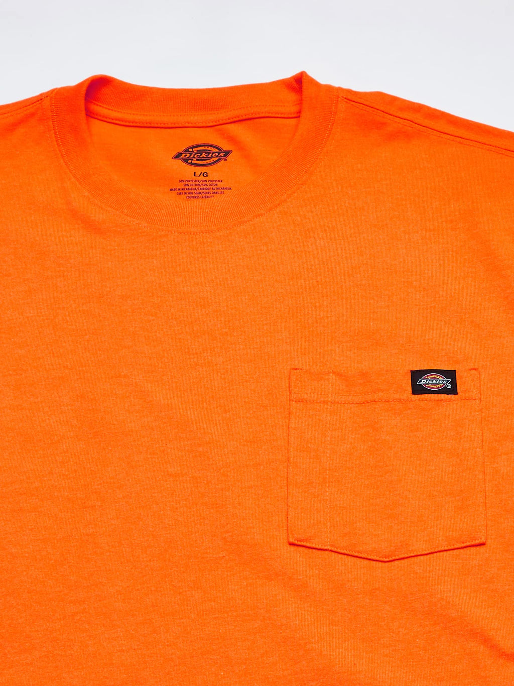 Dickies mens Short Sleeve Heavyweight Crew Neck Pocket T-shirt Henley Shirt, Bright Orange, X-Large US