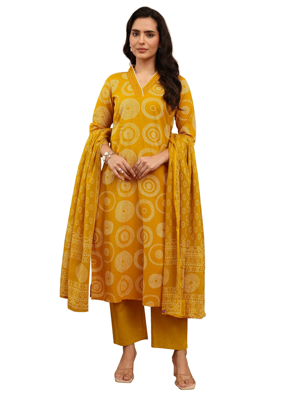 Libas Printed Cotton Straight Kurta With Trouser and Dupatta-99940S
