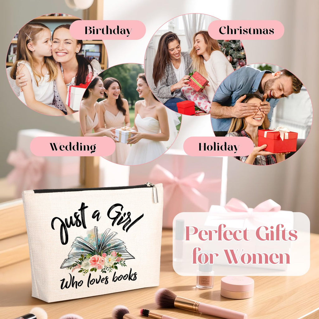 GevGuxLuo Book Lovers Gifts, Book Makeup Bag for Women, Birthday Gifts for Daughter Sister Bestie Librarian Readers Who Loves Bo