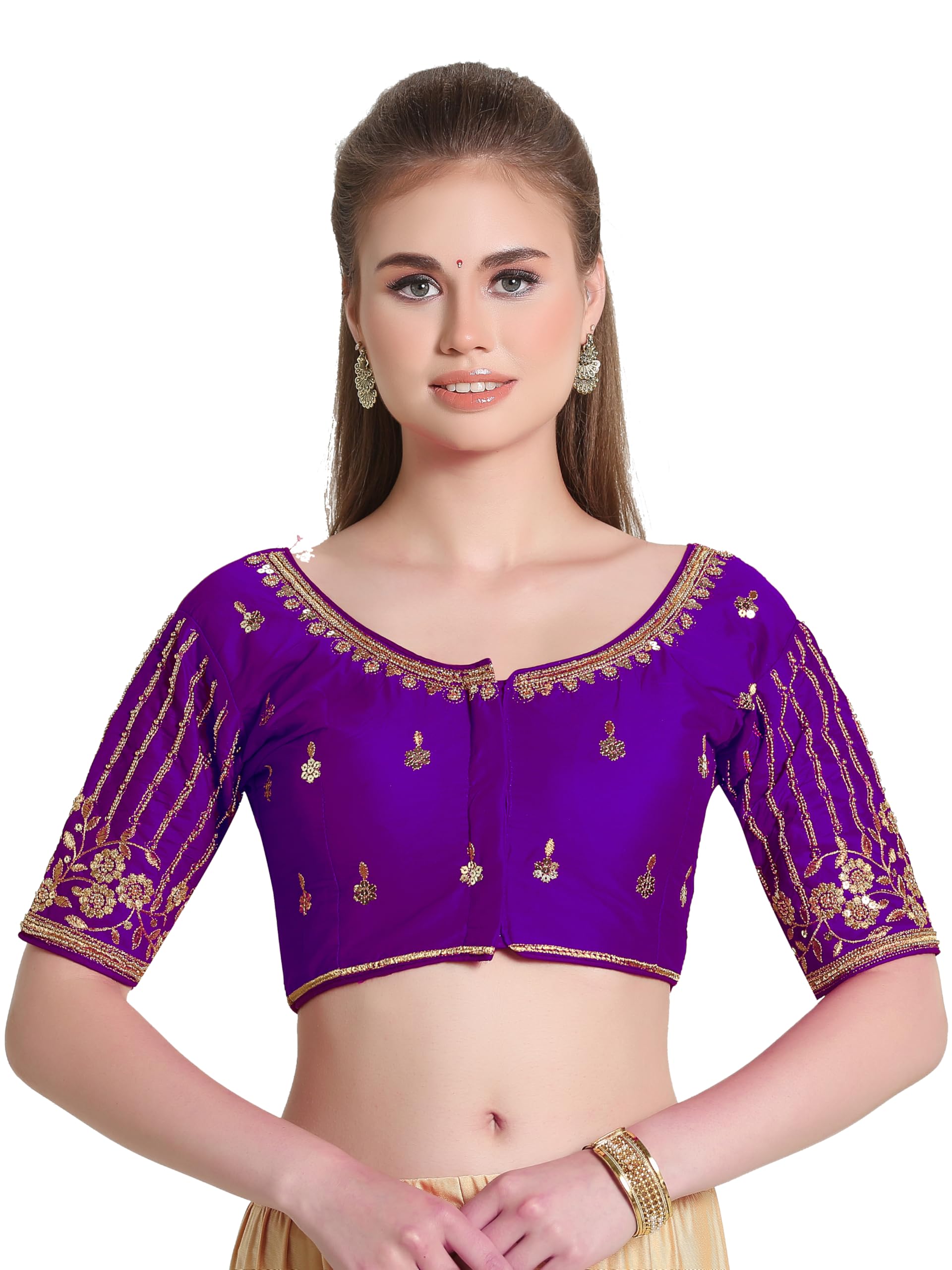 Pujia Mills WomenS Readymade Bridal Embroidery Blouse Multi Coding Maggam Work Moti Work Indian Ethnic Designer Stitched Readym
