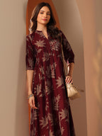 Libas WomenS Silk Fit And Flare Above The Knee Dress (29789_Maroon