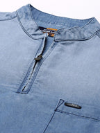 The Indian Garage Co Men'S Polycotton Slim Fit Kurta (0321-Dbmsk01L29-03_Blue)