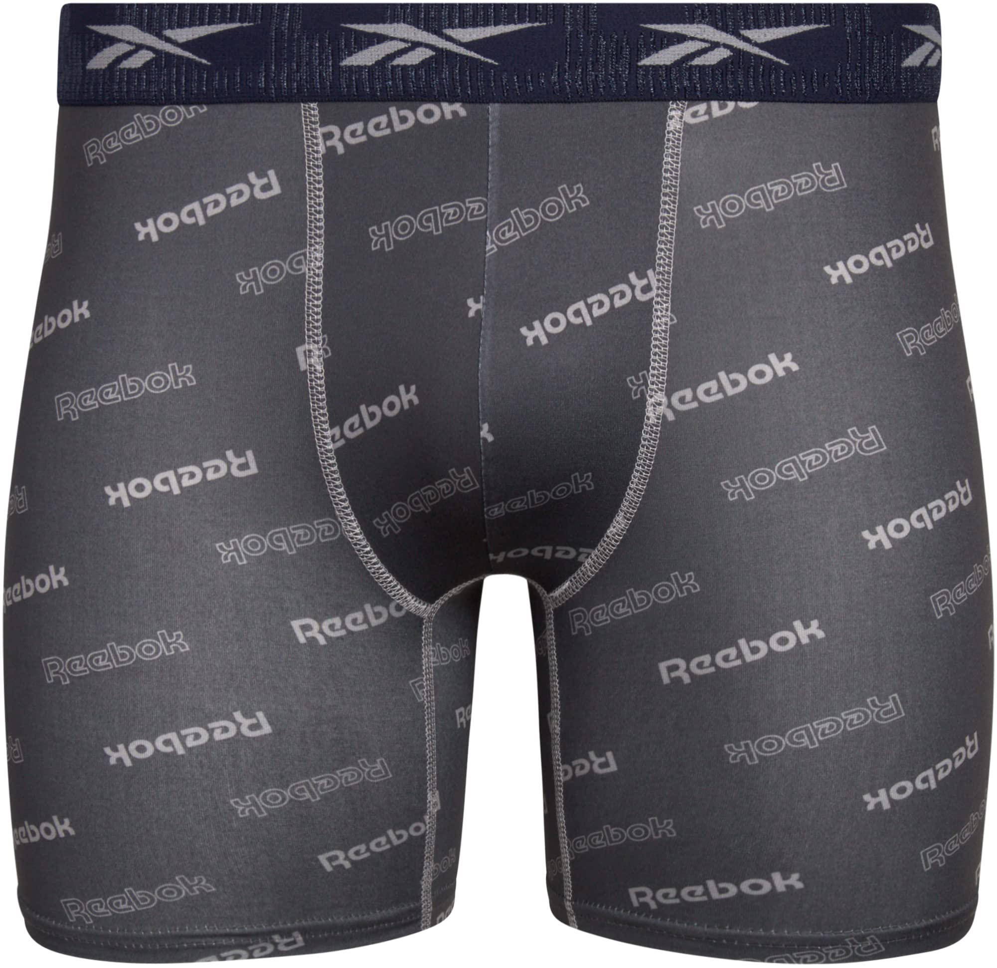Reebok Men's Active Underwear - Sport Soft Performance Boxer Briefs (4 Pack), Size Medium, Navy/Grey/Print