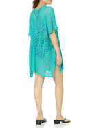 CROCHET BEACH COVERUP - TEAL