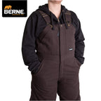 Berne Women's Softstone Duck Insulated Bib Overall, Medium Tall, Dark Brown