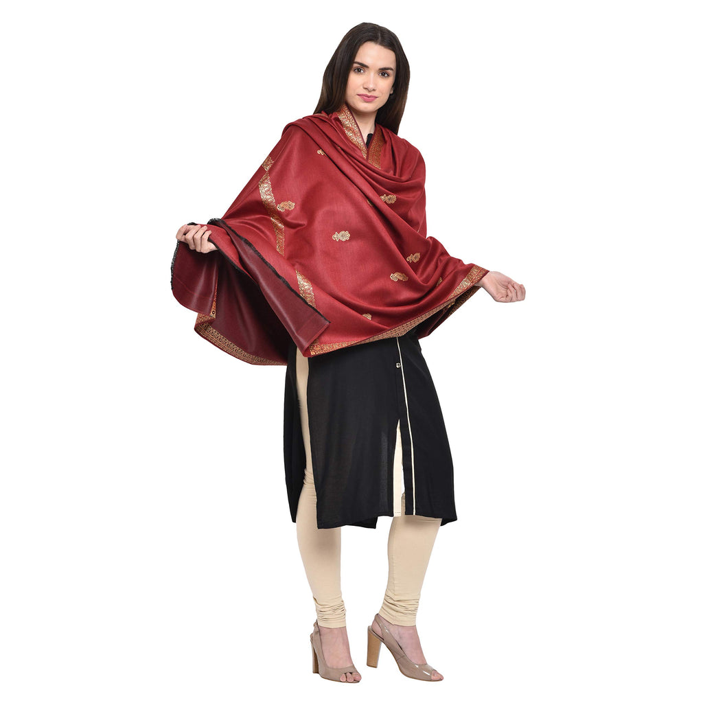 Weavers Villa Womens Kashmiri Shawl (Maroon), 100cm X 200cm