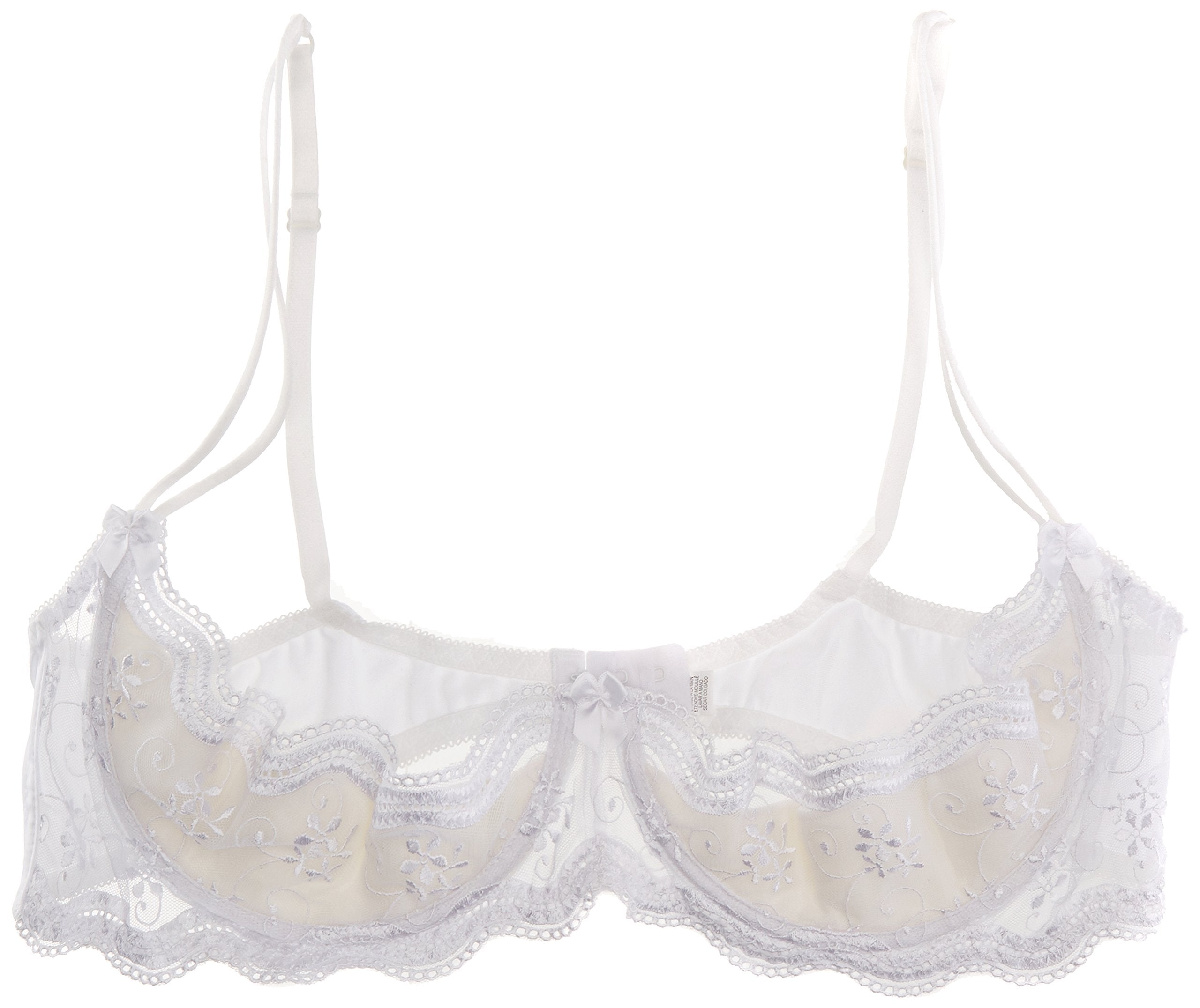 Shirley of Hollywood Womens Plus Size Scalloped Embroidered Shelf Bra X331 42 White
