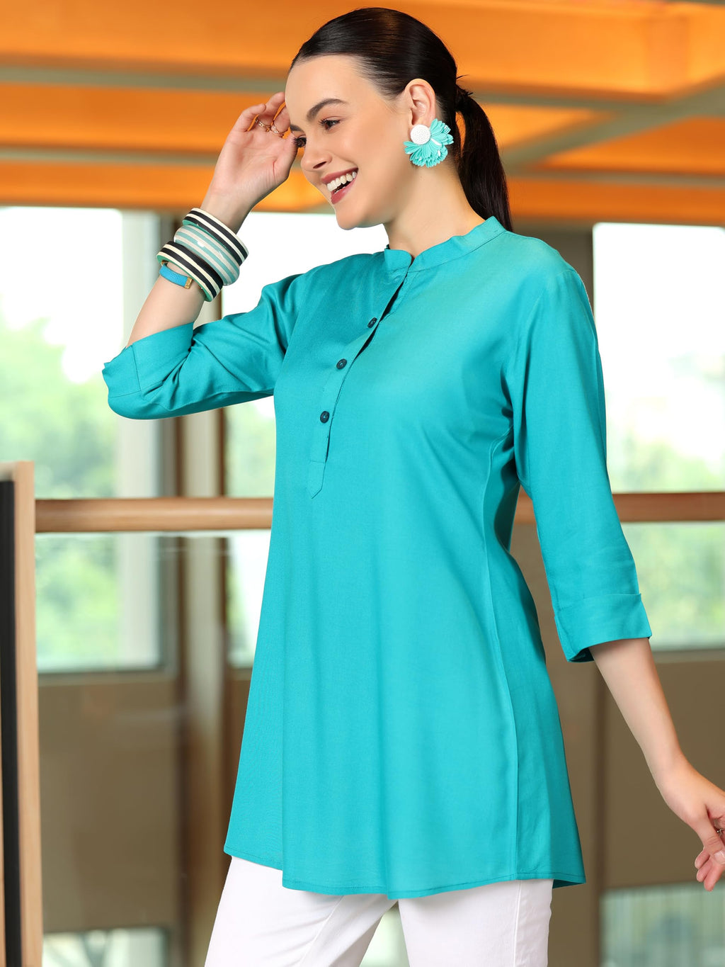 Libas WomenS Straight Tunics (58215_Rama Turquoise Blue