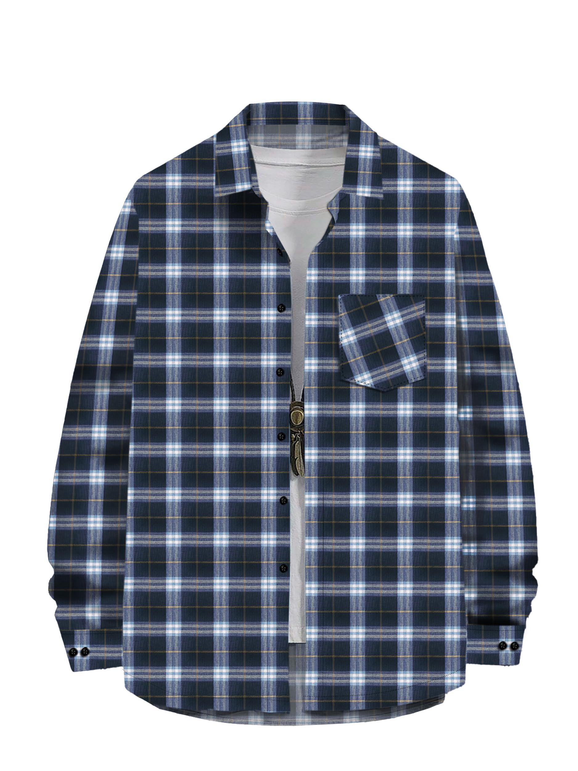Noble Monk MenS Regular Long Sleeve Cotton Check Shirt | Casual Shirt With Spread Collar