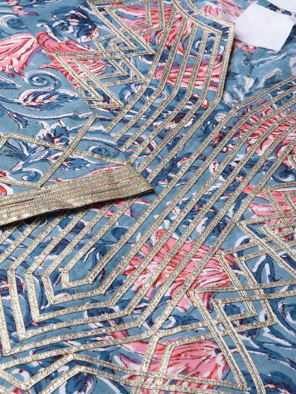 Idalia Women'S Blue Jaal Print Cotton Kurta