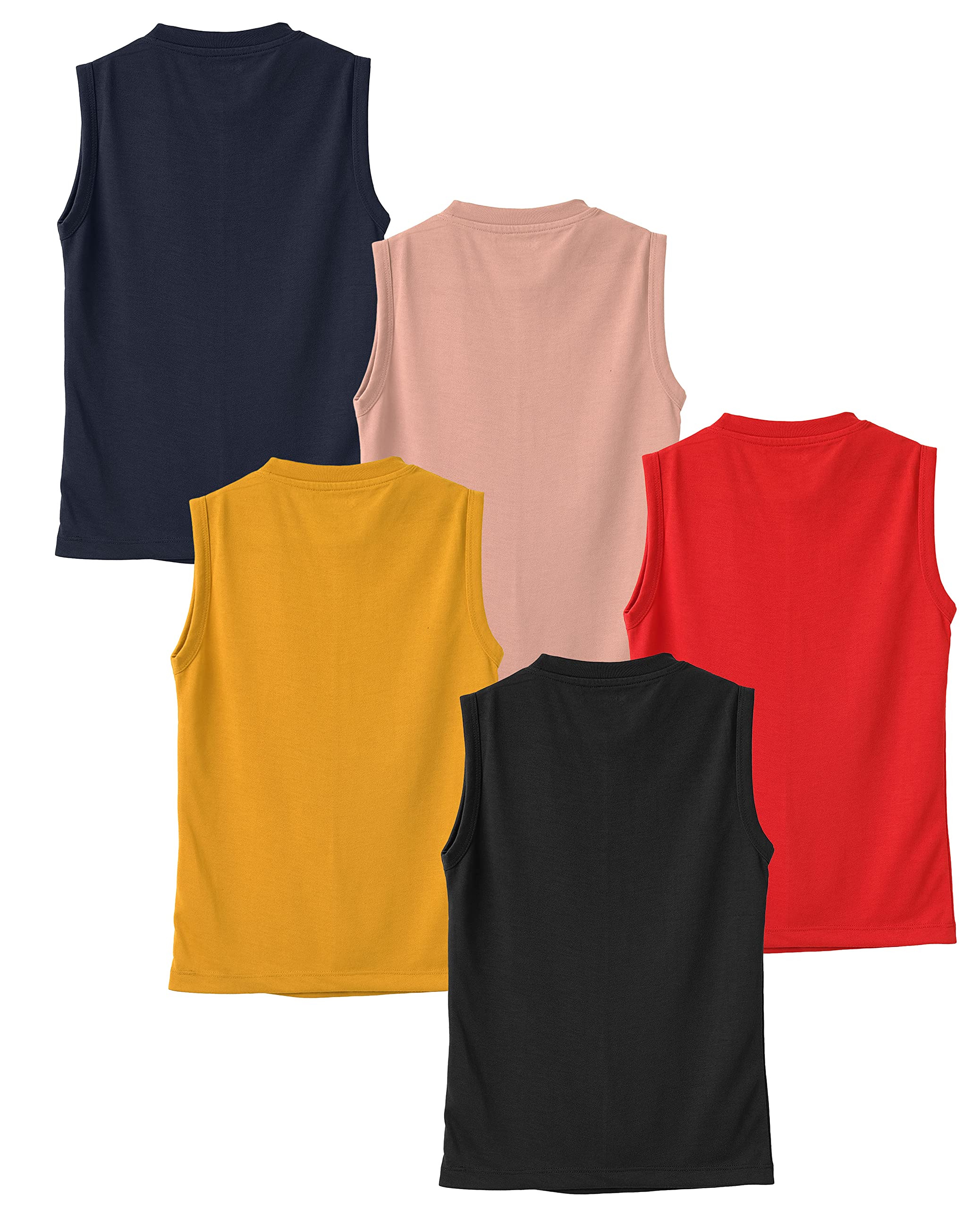 Kyda Kids Cotton Printed Summer Vests For BoyS (Pack Of 5) 3-4Years