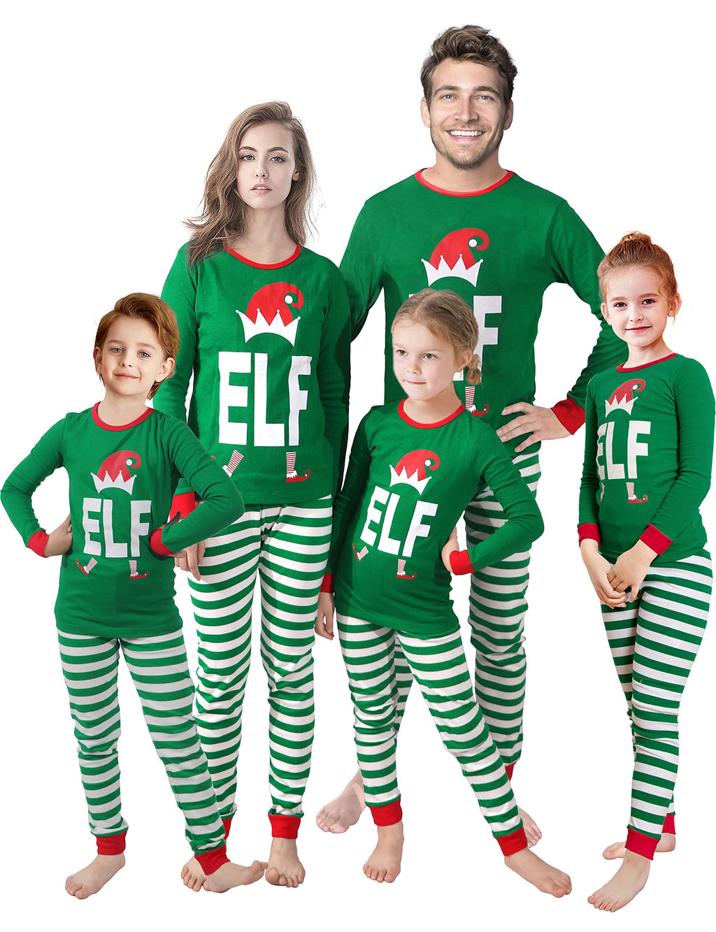 Family Feeling Baby Infant Holiday Christmas Elf 2022 Matching Family Long Sleeves Pajamas Set Green Size 18-24M